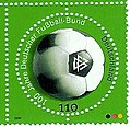 德国第一枚圆形邮票（德国足协成立100周年）。