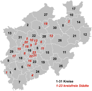北莱茵-威斯特法伦行政区图