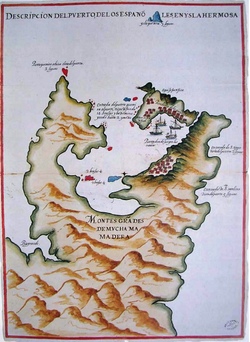1626年西班牙人所繪基隆港與淡水港