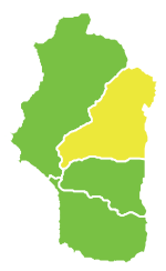 哈费区在拉塔基亚省的位置（黄色区块处）