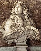 路易十四的半身像；吉安·洛倫佐·貝尼尼；1665年；大理石；105 × 99 × 46公分；凡爾賽宮