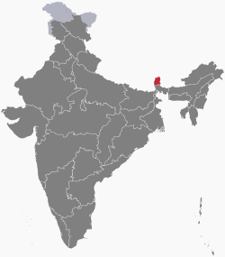 錫金邦（紅色）在印度的位置