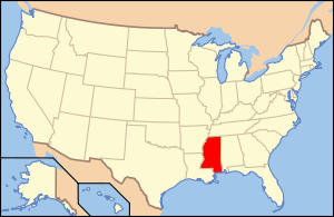 地图中高亮部分为密西西比州