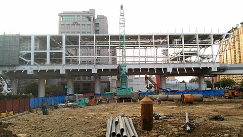 車站與聯合開發大樓於2017年2月工程情況