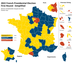 2022年法國總統選舉第一輪各省得票地圖