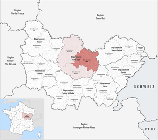 第戎区在勃艮第-弗朗什-孔泰大區与科多尔省的位置