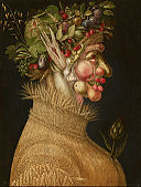 《夏季》（Summer）；朱塞佩·阿爾欽博托；1563年；木板油畫；67 x 50.8公分；藝術史博物館（奧地利維也納）