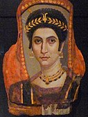 法尤姆肖像画，描绘安居戎波利斯的女子Isidora，公元100-110年，盖蒂别墅