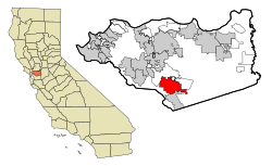 在加利福尼亚州康特拉科斯塔县的地理位置