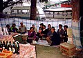 1993年雪頓節，在羅布林卡內聚餐的人們