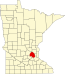亨內平郡在明尼蘇達州的位置