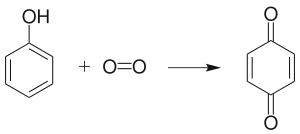 苯酚被氧氣氧化為苯醌。