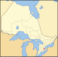 加拿大安大略省中哈密爾頓市的位置