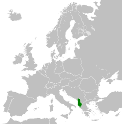阿爾巴尼亞在歐洲的位置