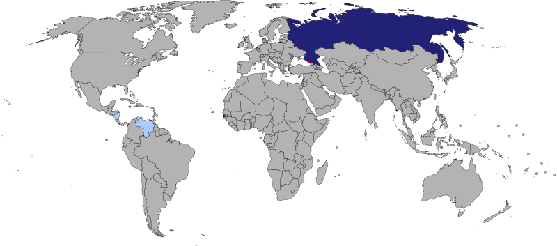阿布哈茲共和國與世界各國的邦交一覽圖